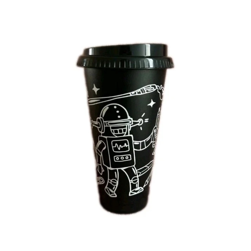 Starbucks 2025 Mexico Limited Edition Starbucks Black Tumbler with Robot Art